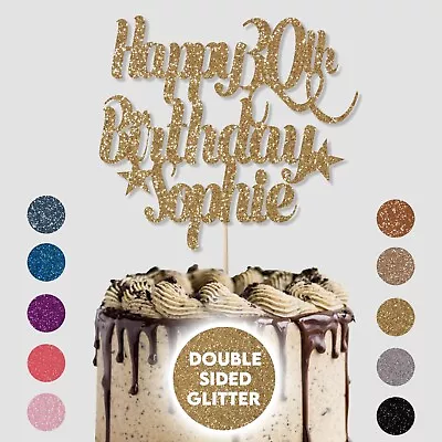 Personalised Cake Topper Happy Birthday Any Age Any Name 40th 50th 60th 70th • £2.65