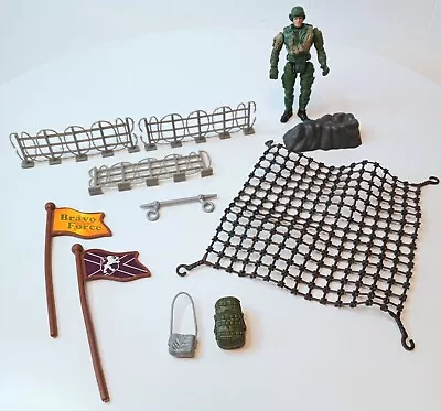 Lot Of 11 Army Soldier Military Flags Net Barbed Wire Fence Accessories Toys • $10.30