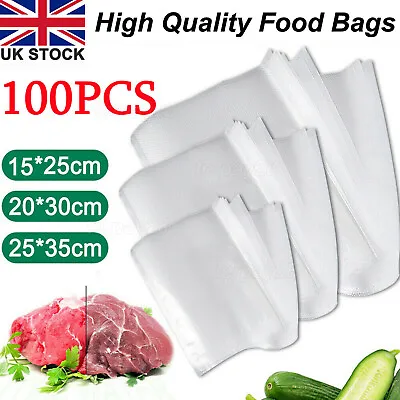 100X Textured Vacuum Sealer Bags Vac Seal Dry Wet Pack Food Saver Storage Bag • £8.89
