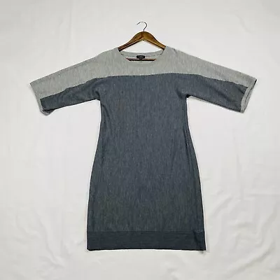 Talbots Sweater Dress Womens Size S Small Petite Gray Color Block Merino Wool • $11.73