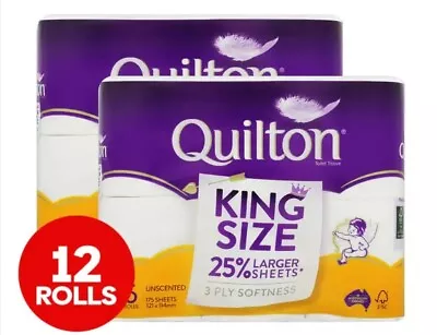 2x6pk Quilton King Size Premium  Bathroom Toilet Paper Rolls 3 Ply Softness AU • $13.50