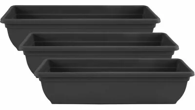 £12.95 • Buy 3 X 60cm Trough Plant Pot Long Plastic Planter Outdoor Garden Herb Flower Box