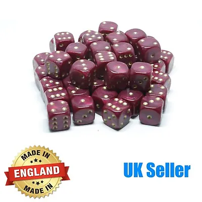 16mm Red Pearl Six Sided Spot Dice - Choose Quantity - D6 Game Dice - Wargaming • £2