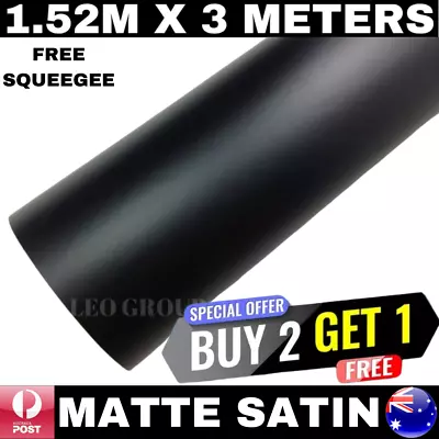 1.52M X 3M Matt Matte Satin Black Car Vinyl Wrap Film Roll Sticker Air Release • $39.99