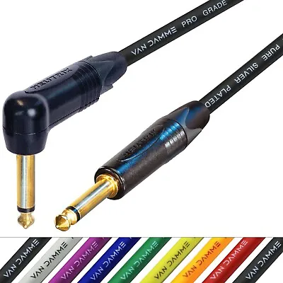 Guitar Cable Gold Van Damme Pro Right Angle To Straight Lead Neutrik 1/4  6.35mm • £18.77