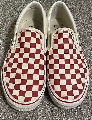 VANS Off The Wall Red & White Checkered Slip On Sneakers Mens Size US 8 US W 9.5 • $30