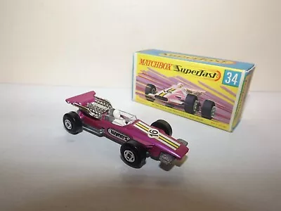 Matchbox S/f No. 34-a Formula 1 Racer Pink Rare 'wynn's' Mib • $9.95