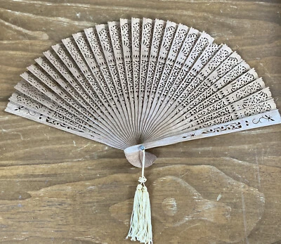 $14.99 • Buy Vintage Japan Wooden Folding Hand Fan Sandalwood 8 