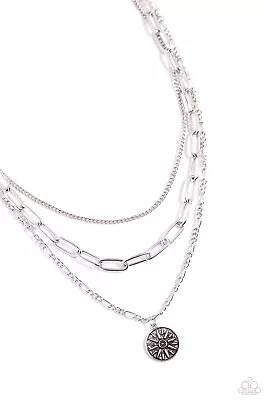 Paparazzi Appointed Artistry - Silver - Wheel Spoke Charm- Layered Necklace & Ea • $5