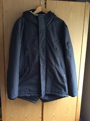 D/STRUCT Men’s Grey Parka Style Hooded Coat Lined Size Medium  • £25