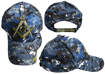 Mason Masonic Yellow Symbol Blue ACU Camo Camouflage Embroidered Cap Hat • $12.88