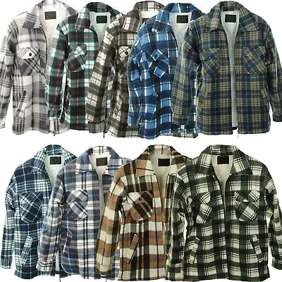 £17.99 • Buy Mens Padded Sherpa Fur Lined Lumber Jack Collar Flannel Quilted Work Gents Shirt