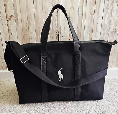 NEW Ralph Lauren Polo Black Large Weekender Travel Gym Duffel Carry On Tote Bag • $29.99