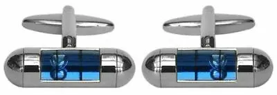 £27.50 • Buy Zennor Mens Spirit Level Cufflinks - Blue/Silver