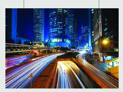 Hong Kong City Traffic Roads Lights Exposure Poster Image Wall Print  A3 A4 Size • £8.95