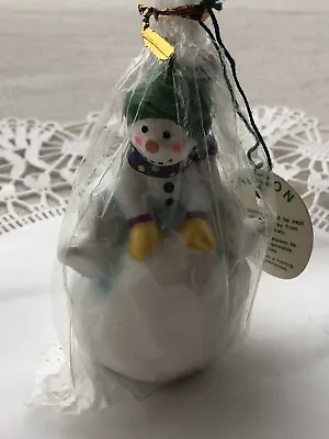 Vintage 90s DEPT56 Snowboy On Big Snowball Candle 3.5” ~ NIP • $15