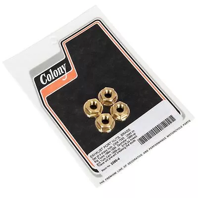 Colony #3366-4 Brass Exhaust Port Nuts Harley-Davidson 1986-Up XL 1984-99 Big Tw • $12.10