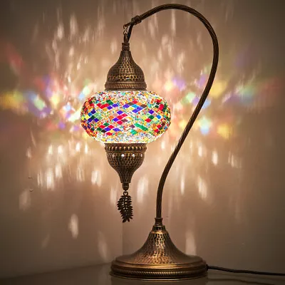 Turkish Moroccan Mosaic Bohemian Colorful Table Bedside Lamp Light Lampshade 19  • $59.90