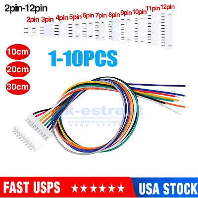 JST XH2.54mm 2-12Pin Singleheaded Wire Cable Connector Set Male Female PCB Lot • $7.69