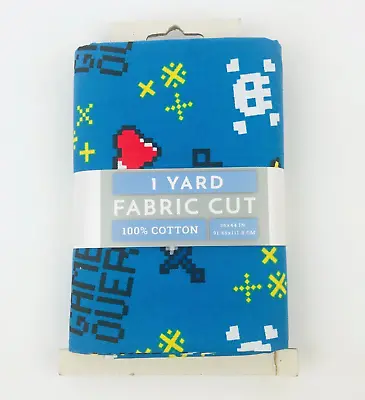 David Textiles 1 Yard Fabric Cut 100% Cotton 36  X 44  - Game Over Video Gamer • $7.95