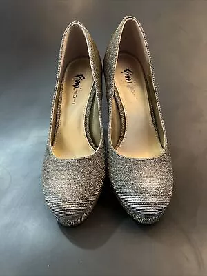 Fioni Night Silver Gold Stiletto Glitter Platform Pump Heels Women’s Size 8 • $20