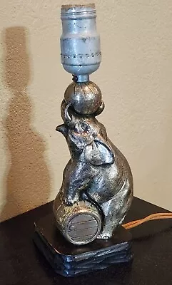 Antique Original Cast Metal Circus Elephant Table Lamp Woid Base No Lamp Shade • $125