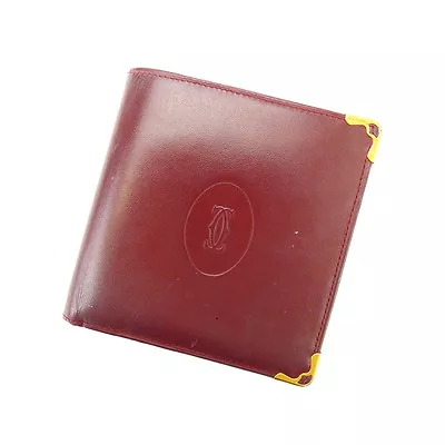 $181.28 • Buy Cartier Wallet Purse Bifold Mastline Red Woman Authentic Used Y1756