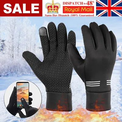 Mens Winter Warm Windproof Waterproof Fleece Lined Thermal Touch Screen Gloves • £4.85