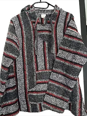£13.99 • Buy Mexican Baja Drug Rug Poncho Vintage Size Medium - Festival, Relaxed Hippy Camp