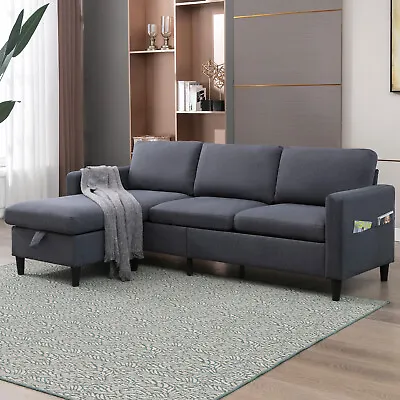 86 Inch Sectional Sofa L-Shaped Couch With Storage Ottoman For Living Room • $359.99