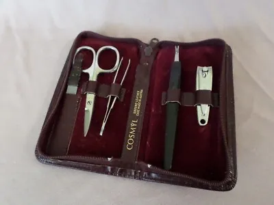 Men's Vintage Cosmyl Leather Manicure Travel Kit Case • $8.99