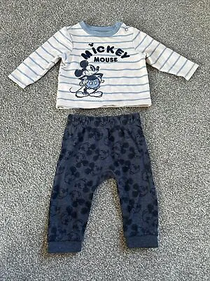 Mickey Mouse Long Sleeve T-Shirt & Trouser Set Size 3-6 Months • £3.99