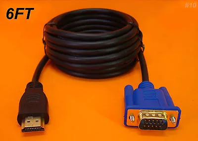 New 6 Ft Long Hdmi To Vga Monitor Cable Computer To Tv Cord 15-pin Us Seller • $11.95