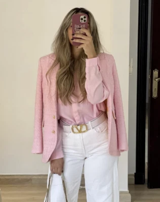 $99.99 • Buy Zara New Woman Textured Tailored Blazer Jacket Gold Buttons Pink 2905/481 Xs S