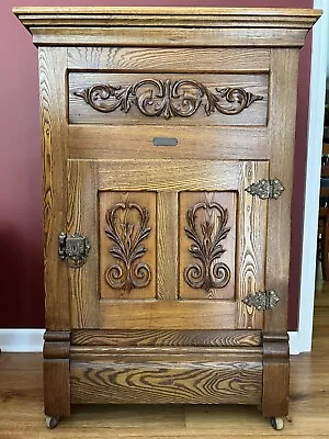 Antique Ice Box: Beautiful Oak Excellent Condition Original Hardware • $1595