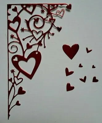  Memory Box Ornamental Heart Die Cut Corners X 6 Valentine Red Mirror Card • £1.80