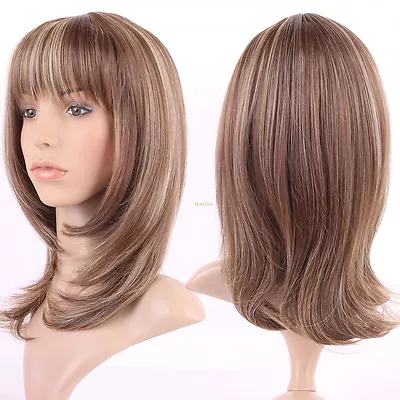 Ombre Wig Long Layered Wigs Synthetic Hair Weave Full Wig With Bangs For Women • £20.33