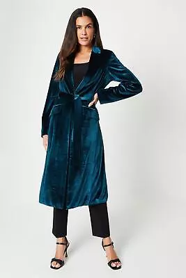 WALLIS Velvet Belted Longline Coat • £25