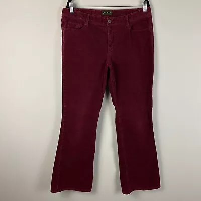 Eddie Bauer Wine Red Velvet Pants Size 14 Bootcut • $19.95