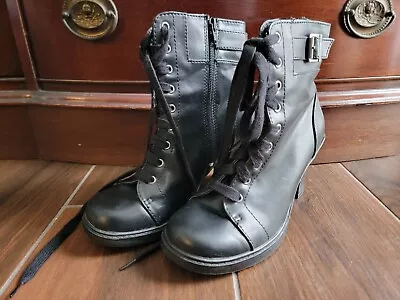 Mudd Boots Size 7.5 - Lace Up Buckle Black - Used Great Condition • $19.99