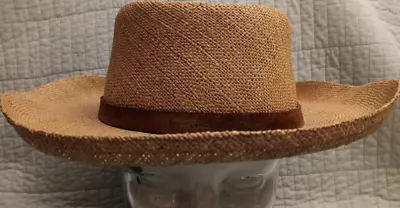 Vtg Men's XL Fiesta Straw Golf Sun Hat W/ Leather Band & Concho Deco • $24.50