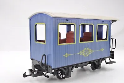 LGB G Gauge - 4 Wheel Open Window Single Verandah Coach - Blue - Unboxed • £44.95