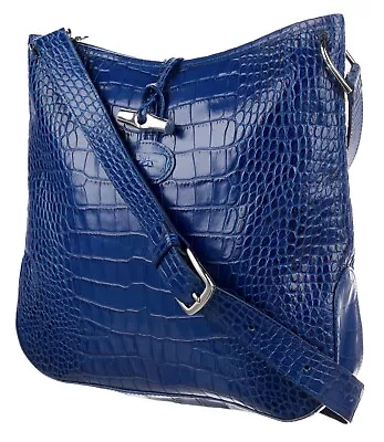 Zz Longchamp CrossBody Shoulder Hand Bag Crocodile Embossed Roseau Leather • $299.58