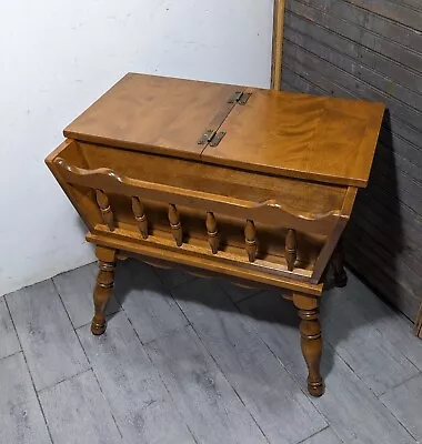 Vintage Ethan Allen Heirloom Maple Wood Dough Box End Table W Magazine Rack • $270