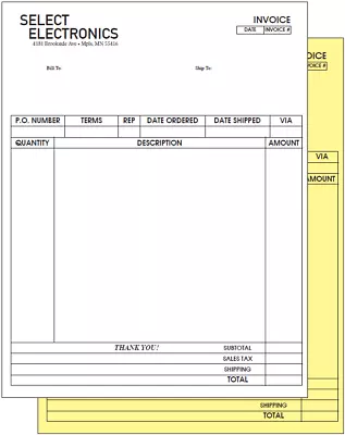 Custom Printed 2-Part Carbonless Sets 8.5  X 11  Black Ink 1-side NCR Forms • $104.80