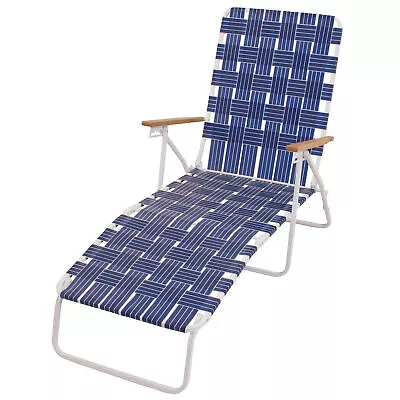 RIO Brands Steel Folding Web Chaise Beach Lawn Pool Lounge Chair Blue (Used) • $47.45