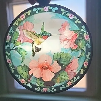 Sun Catcher Hummingbird & Mandevilla Brass Frame 4 1/2 Inch. Enesco Wright 1999 • $15