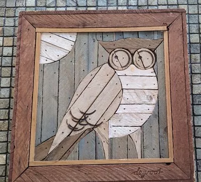 Vtg MCM Theodore Degroot Wood Lath Owl Wall Art Austin Productions 17 X 17  • $75