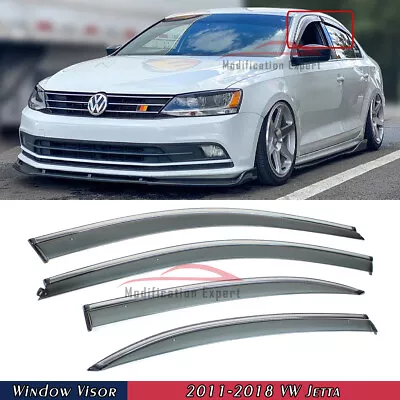 For 2011-2018 Volkswagen Jetta Mk6 Sedan Smoke Tinted Window Visor Rain Guard • $37.99