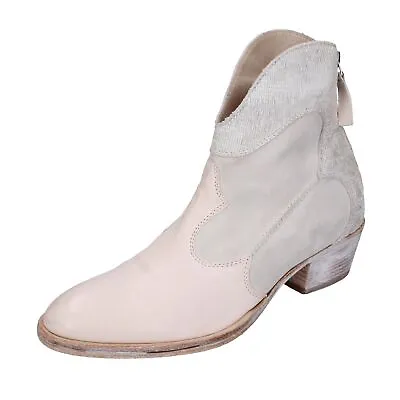 Women's Shoes MOMA 7 (EU 37) Ankle Boots White Suede Leather DT894-37 • $82.90